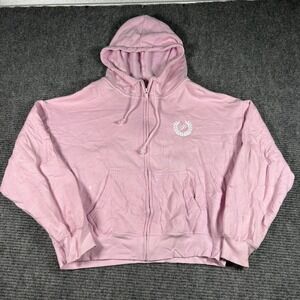 PINK Victoria's Secret Hoodie Womens Small Pink Good Full Zip Laurel Wreath Logo